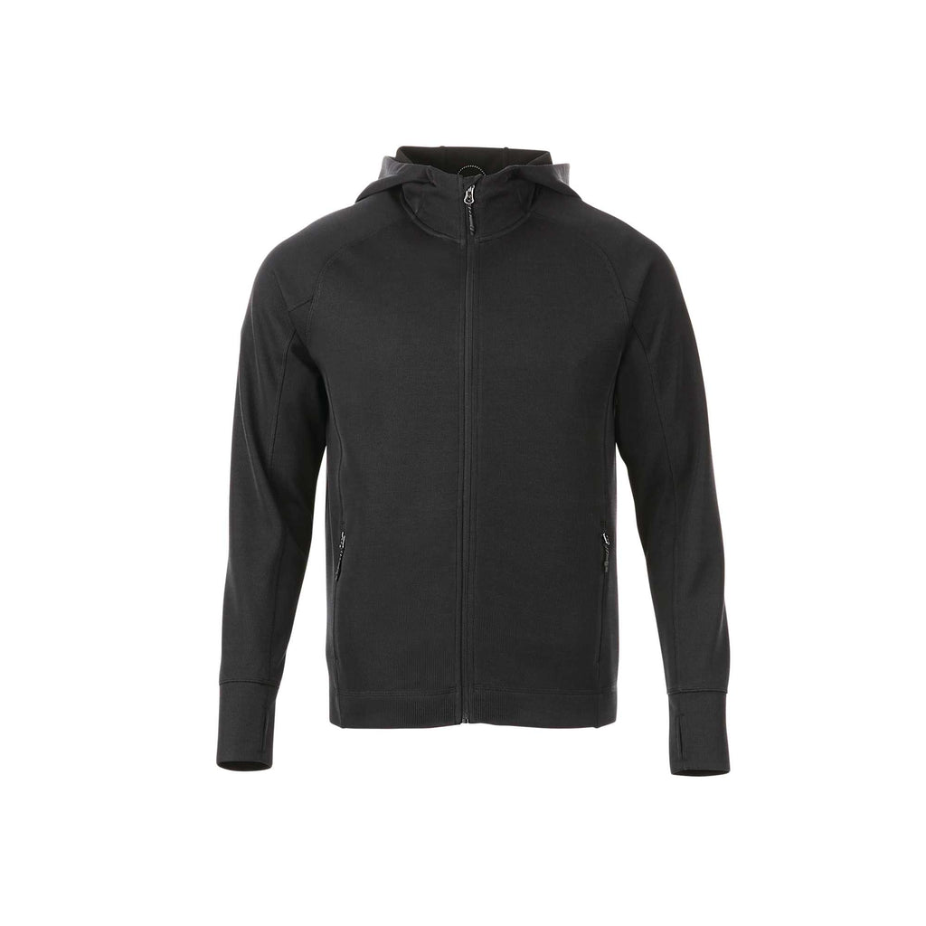Odell Performance Knit Zip Hoodie with Thumb Holes for Men Transfer - Black - Front Flat