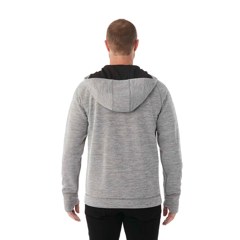 Odell Performance Knit Zip Hoodie with Thumb Holes for Men Transfer - Heather Charcoal - Back On Model