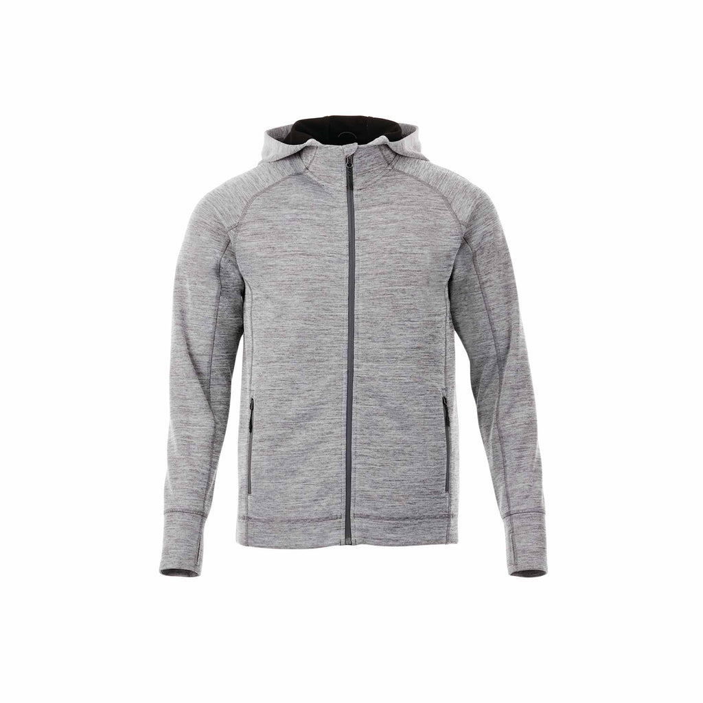 Odell Performance Knit Zip Hoodie with Thumb Holes for Men Transfer - Heather Charcoal - Front Flat