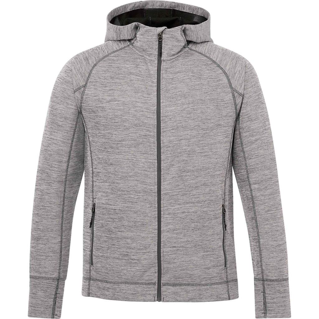 Odell Performance Knit Zip Hoodie with Thumb Holes for Men Transfer - Heather Charcoal - Front
