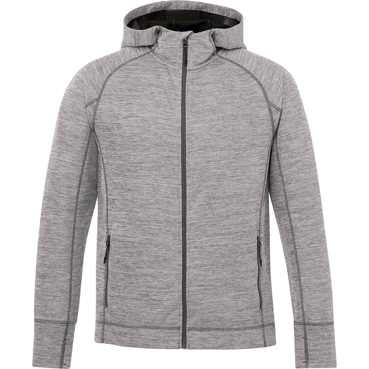 Odell Performance Knit Zip Hoodie with Thumb Holes for Men Transfer - Heather Charcoal - Front
