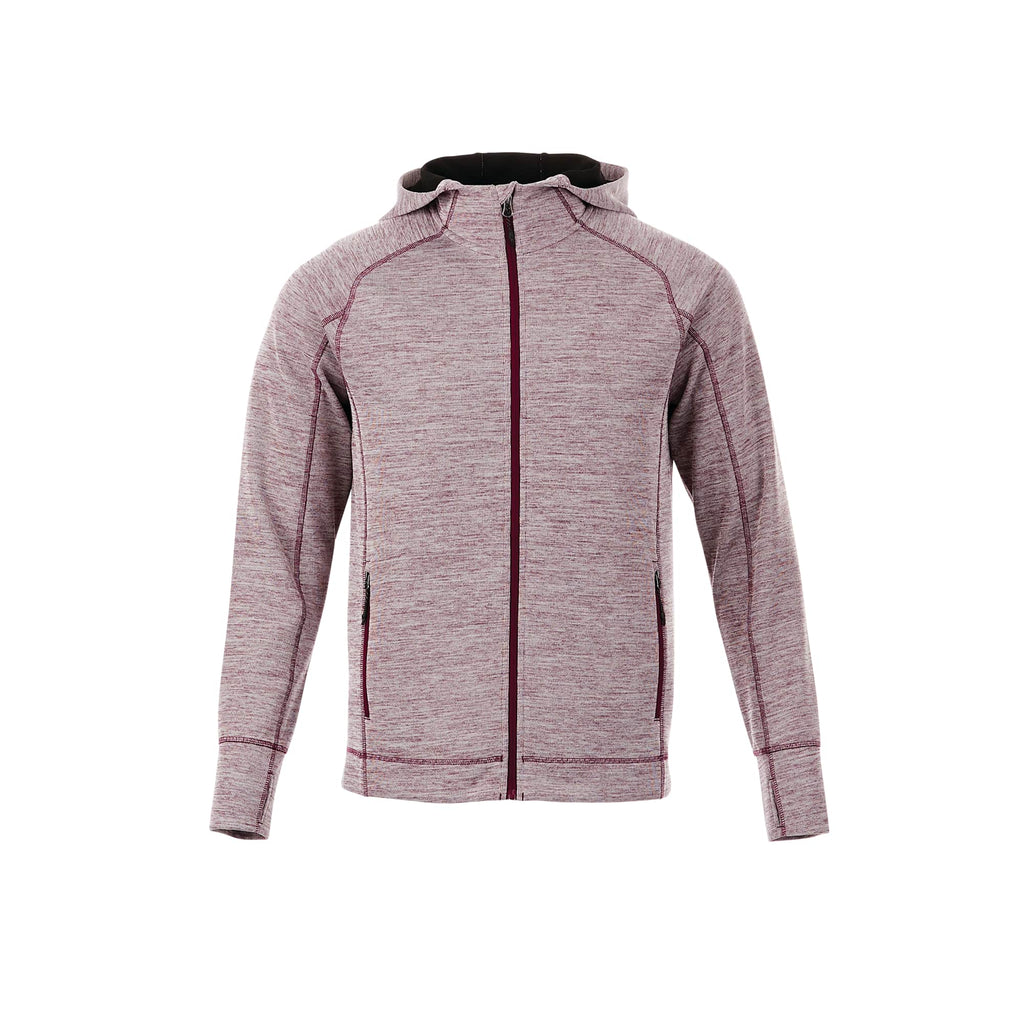 Odell Performance Knit Zip Hoodie with Thumb Holes for Men Transfer - Maroon Heather - Front Flat