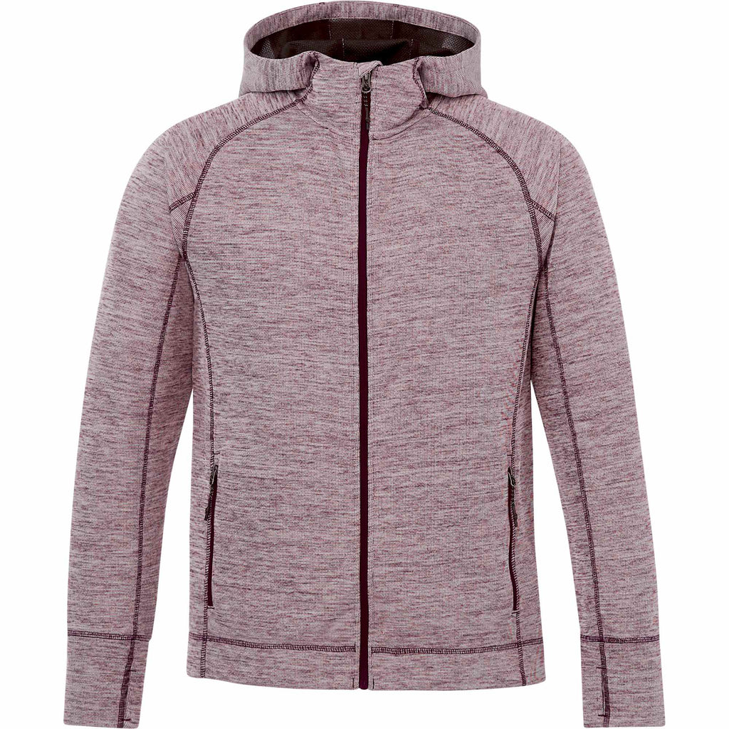 Odell Performance Knit Zip Hoodie with Thumb Holes for Men Transfer - Maroon Heather - Front
