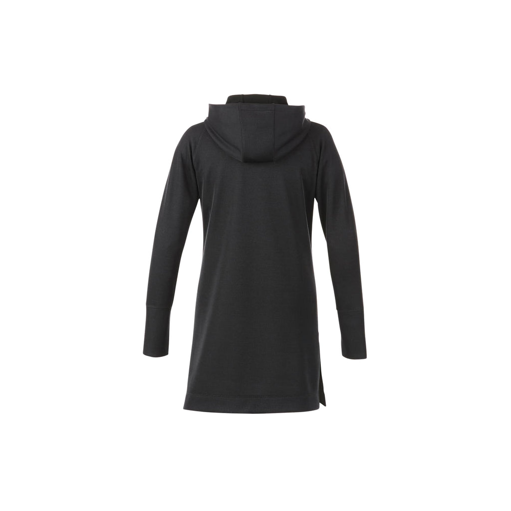 Odell Tunic Length Knit Zip Hoodie with Thumb Holes for Women Transfer - Black - Back Flat