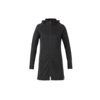 Odell Tunic Length Knit Zip Hoodie with Thumb Holes for Women Transfer - Black - Front Flat