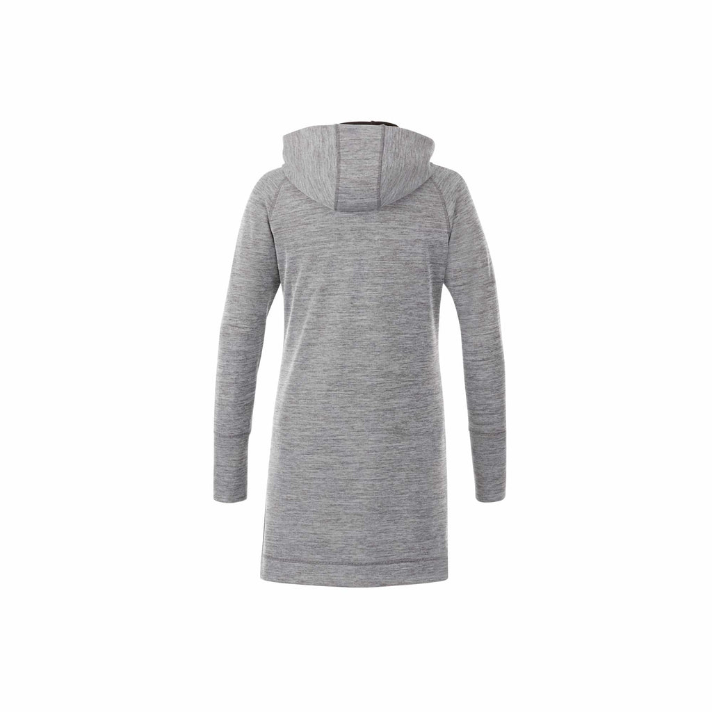 Odell Tunic Length Knit Zip Hoodie with Thumb Holes for Women Transfer - Heather Charcoal - Back Flat