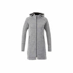 Odell Tunic Length Knit Zip Hoodie with Thumb Holes for Women Transfer - Heather Charcoal - Front Flat