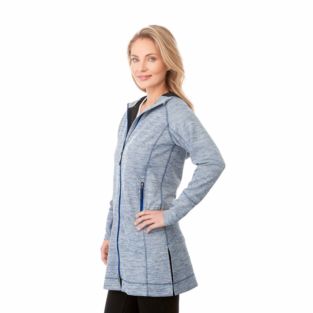 Odell Tunic Length Knit Zip Hoodie with Thumb Holes for Women Transfer - Invictus Heather - On Model 4