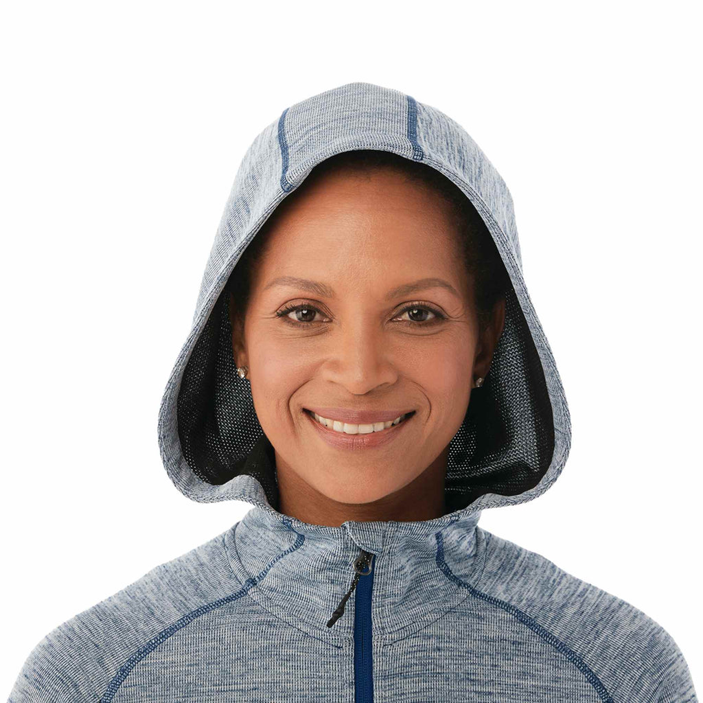 Odell Tunic Length Knit Zip Hoodie with Thumb Holes for Women Transfer - Invictus Heather - On Model