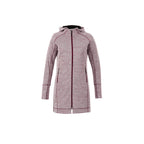 Odell Tunic Length Knit Zip Hoodie with Thumb Holes for Women Transfer - Maroon Heather - Front Flat