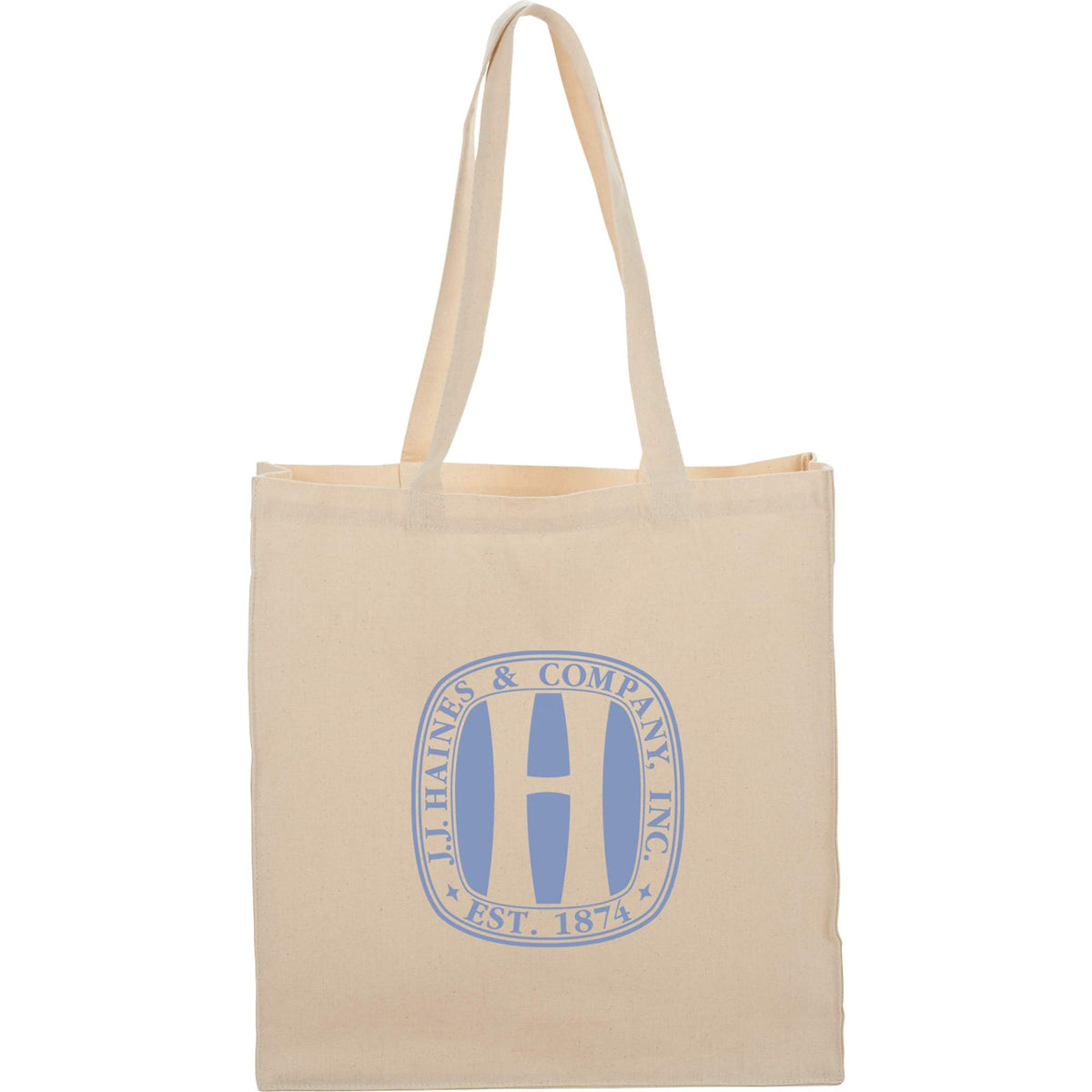 Odessa Gusseted Cotton Canvas Tote, 8 oz Full Color - Natural - Front
