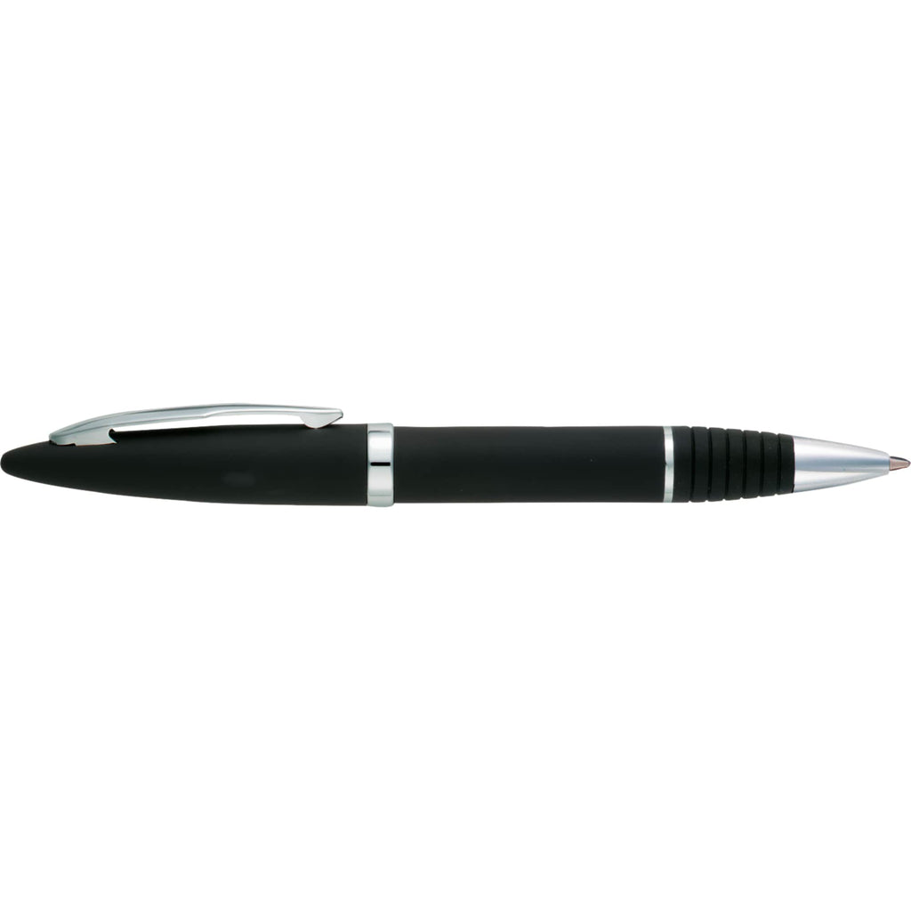 Odyssey Brass Twist Pen with Rubber Grip Laser Engraving - Black - Back
