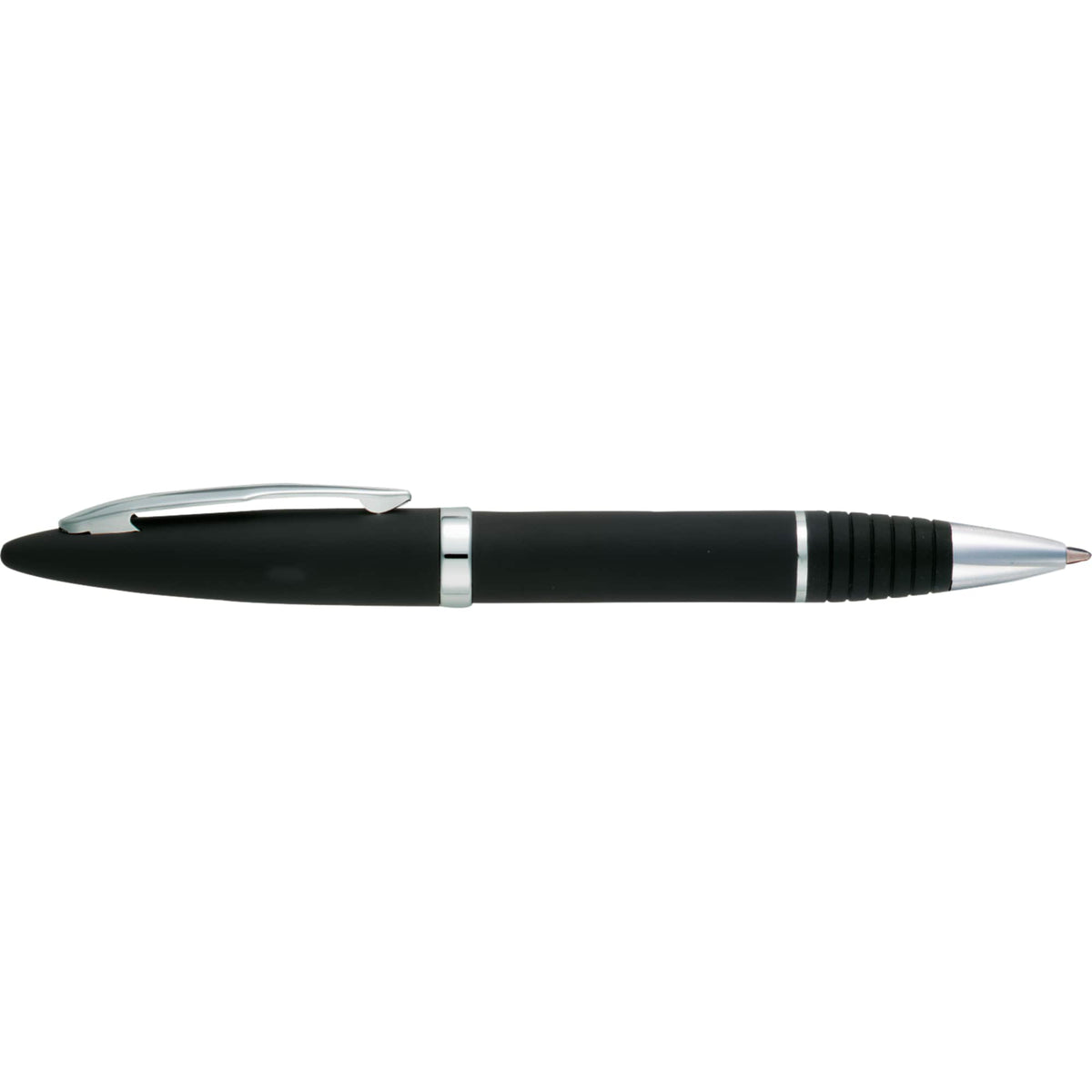 Odyssey Brass Twist Pen with Rubber Grip Laser Engraving - Black - Back