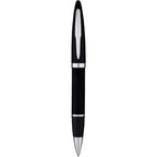 Odyssey Brass Twist Pen with Rubber Grip Laser Engraving - Black - Front 2