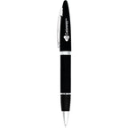 Odyssey Brass Twist Pen with Rubber Grip Laser Engraving - Black - Front