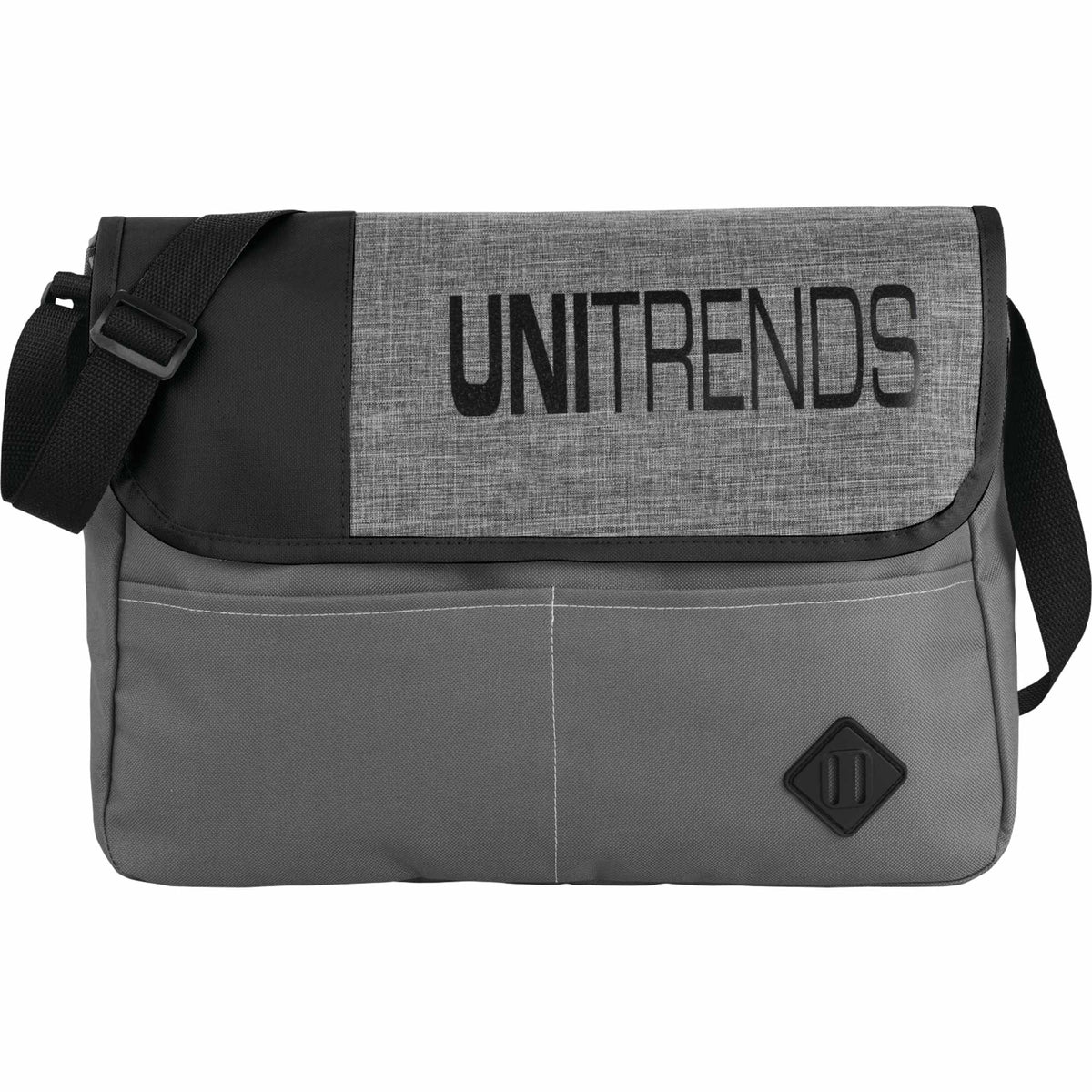 Offset Convention Messenger Bag with Flap Transfer - Black - Front