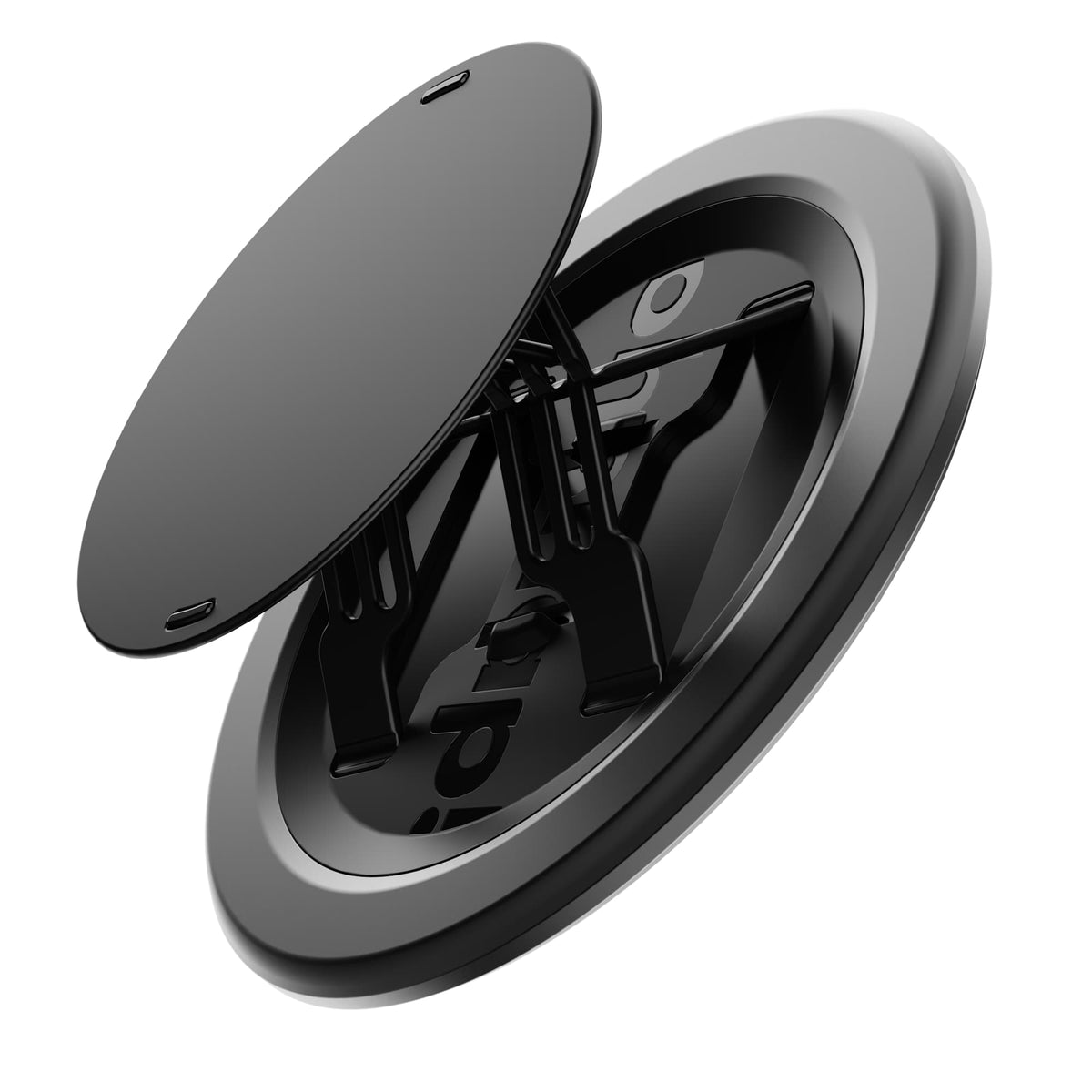 Ohsnap Snap Grip Magnetic Phone Grip and Stand Full Color - Black - Left Angle