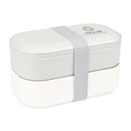 Oishii Two Tier Bento Box with Utensils Full Color - Grey-Cream - View 1
