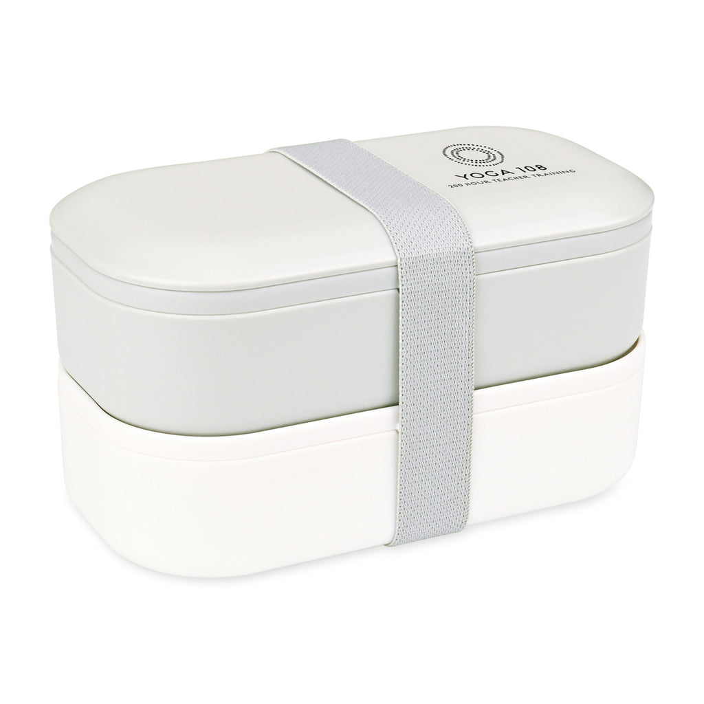 Oishii Two Tier Bento Box with Utensils - Grey-Cream - View 1