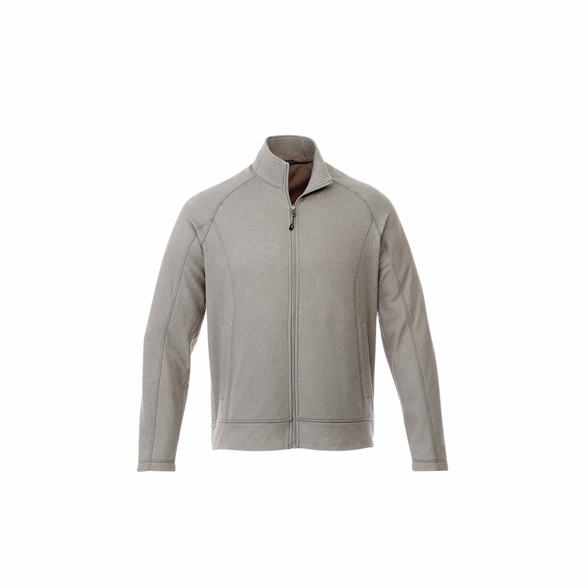 Okapi Performance Full Zip Knit Jacket for Men Laser Engraving - Heather Grey - Front Flat