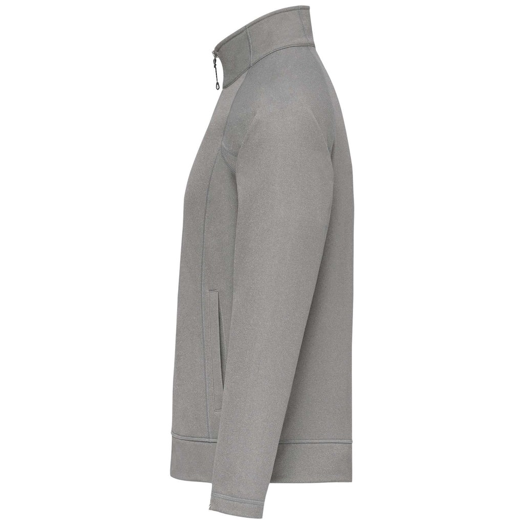 Okapi Performance Full Zip Knit Jacket for Men Laser Engraving - Heather Grey - Left Side