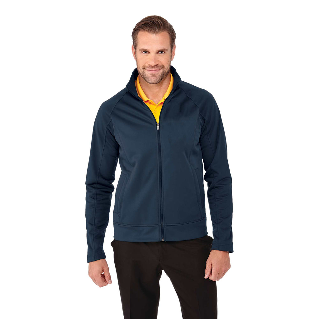 Okapi Performance Full Zip Knit Jacket for Men Laser Engraving - Navy - On Model