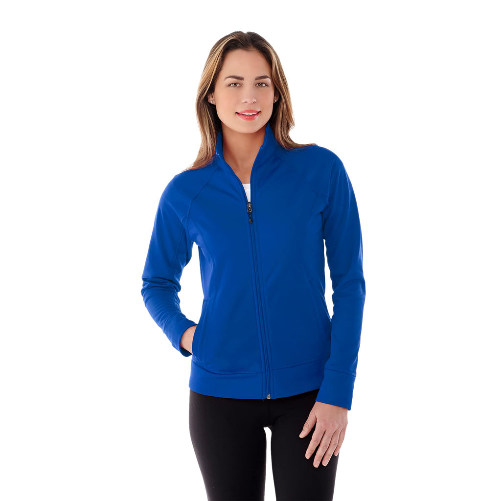 Okapi Performance Full Zip Knit Jacket for Women Debossing - New Royal - On Model