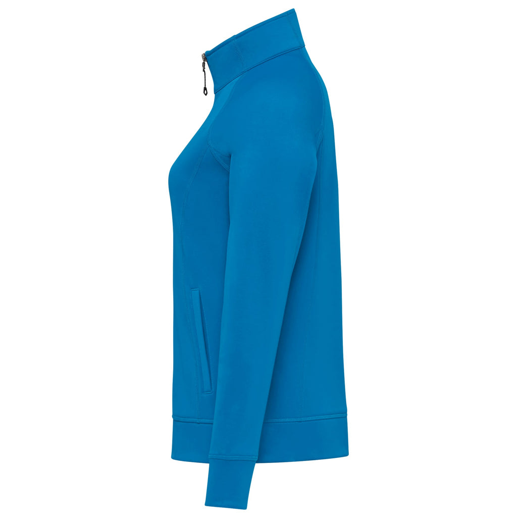 Okapi Performance Full Zip Knit Jacket for Women Embroidery - Olympic Blue - Left Side