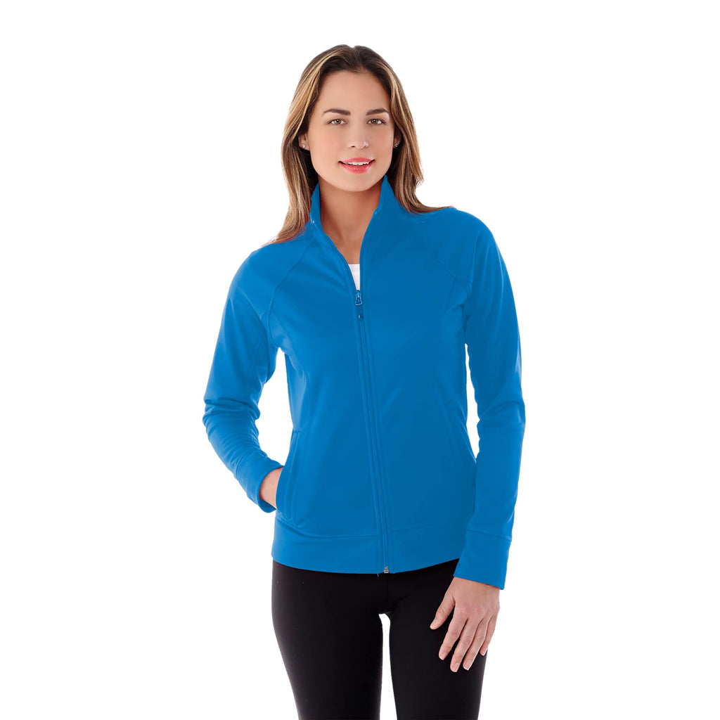 Okapi Performance Full Zip Knit Jacket for Women Embroidery - Olympic Blue - On Model