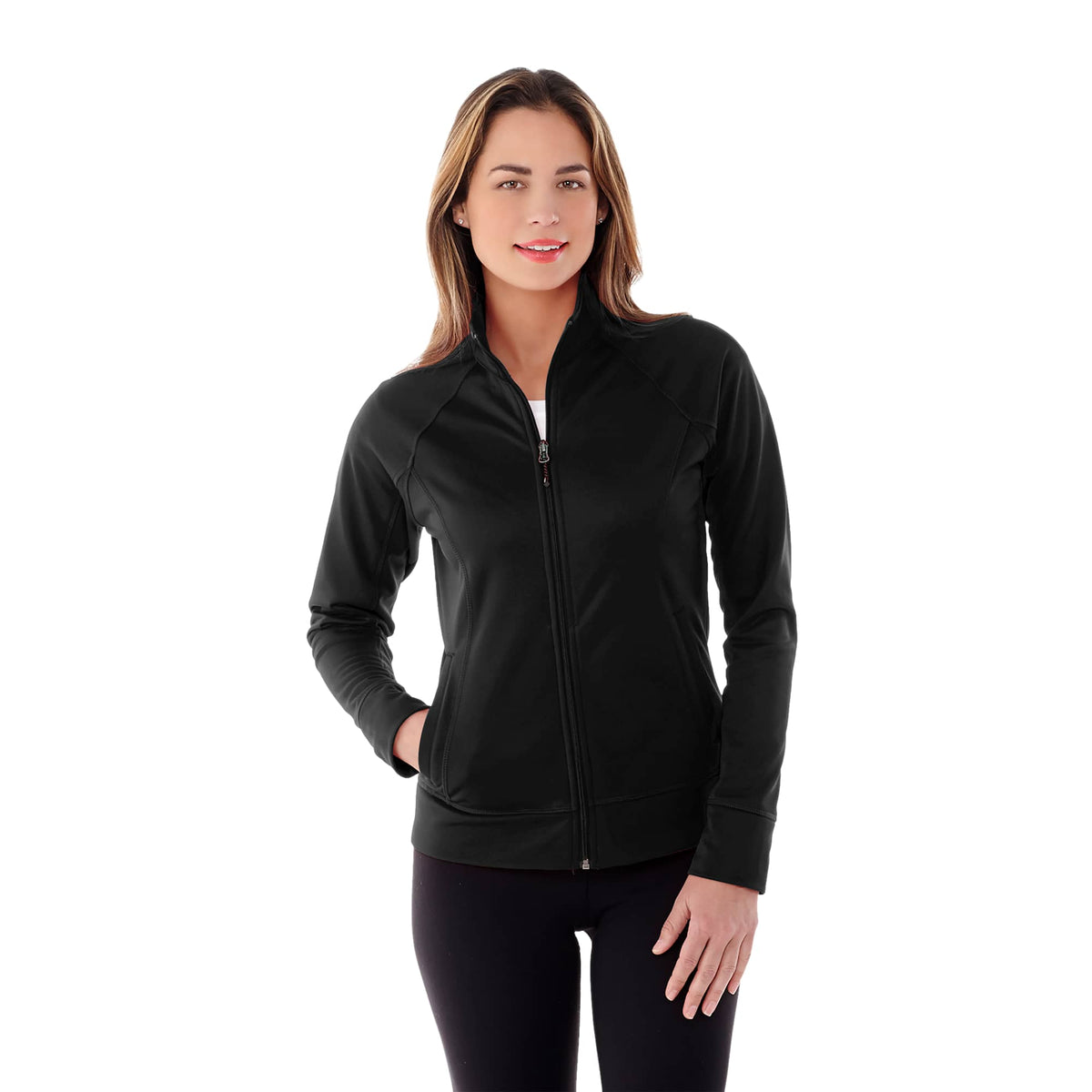Okapi Performance Full Zip Knit Jacket for Women Transfer - Black - On Model