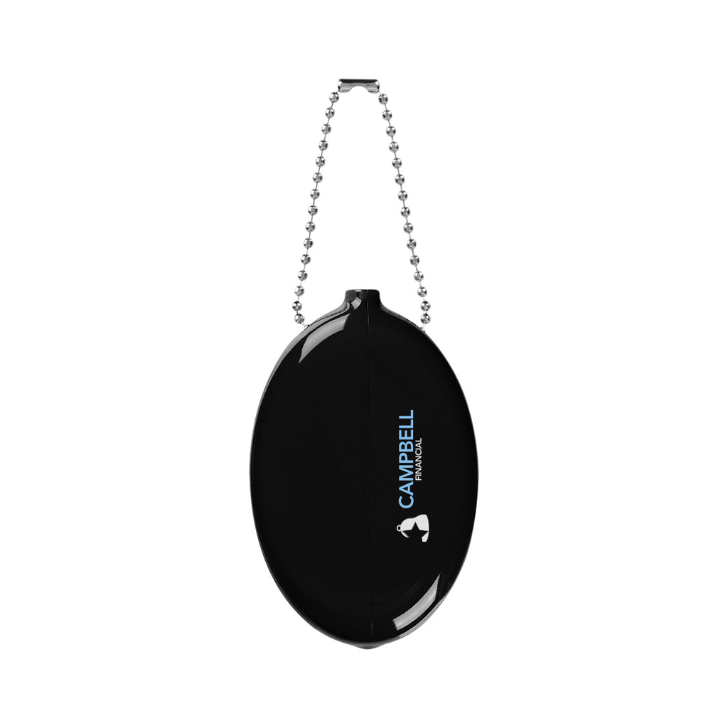 Old School Coin Pouch Keychain That Squeezes - Black - Full Color
