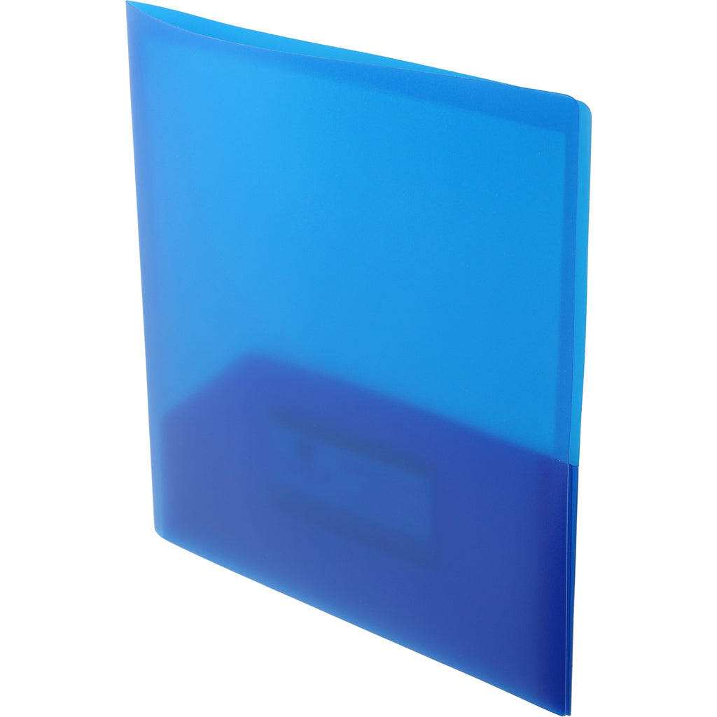 Old School Two-Pocket Folder, Translucent - TrBlue - Left Angle