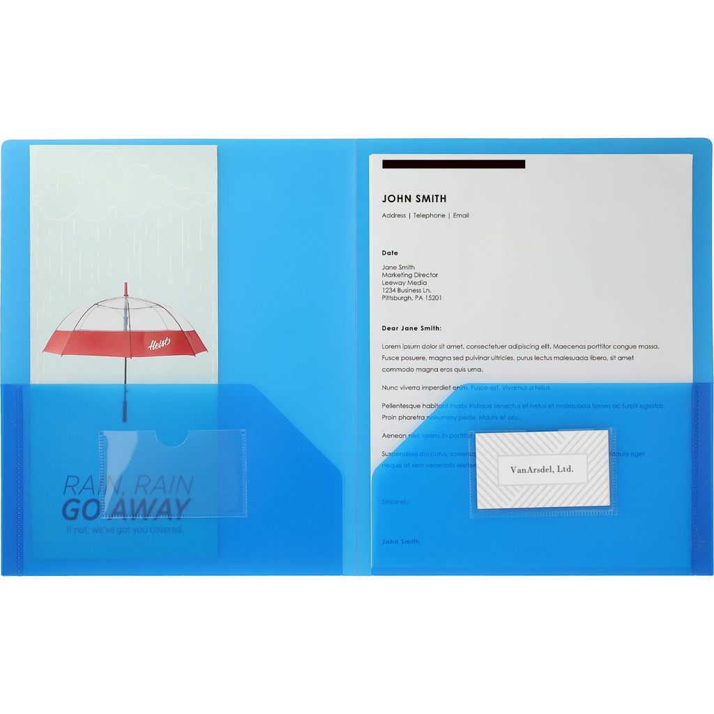 Old School Two-Pocket Folder, Translucent - TrBlue - Photo