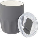 Olla Ceramic Lined Vacuum Coffee Cup, 10 oz Laser Engraving - Charcoal - Detail