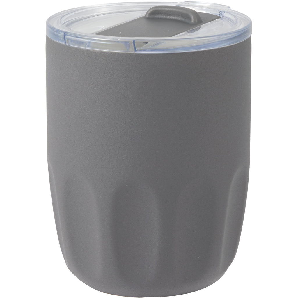 Olla Ceramic Lined Vacuum Coffee Cup, 10 oz Laser Engraving - Charcoal - Left Angle