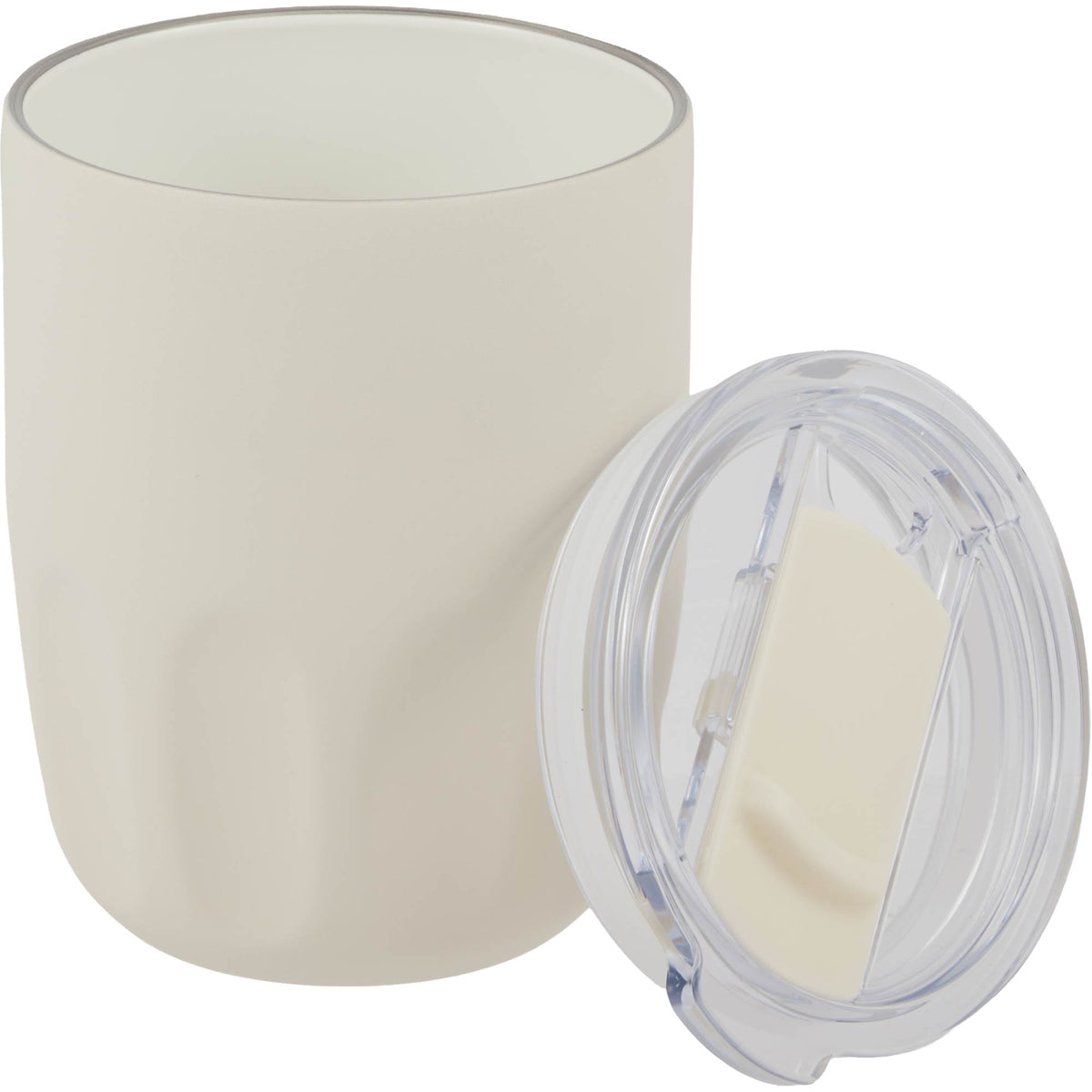 Olla Ceramic Lined Vacuum Coffee Cup, 10 oz Laser Engraving - Cream - Detail