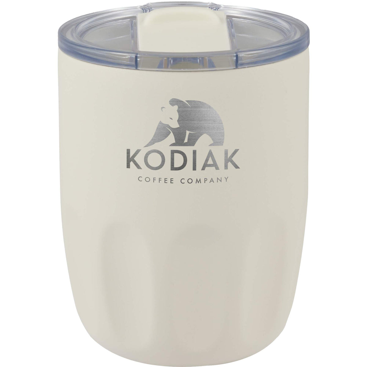 Olla Ceramic Lined Vacuum Coffee Cup, 10 oz Laser Engraving - Cream - Front