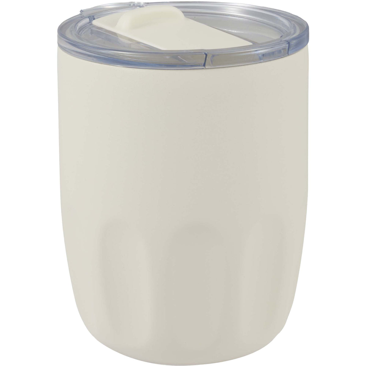 Olla Ceramic Lined Vacuum Coffee Cup, 10 oz Laser Engraving - Cream - Right Angle