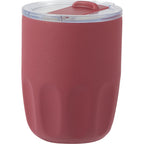 Olla Ceramic Lined Vacuum Coffee Cup, 10 oz Laser Engraving - Maroon - Left Angle