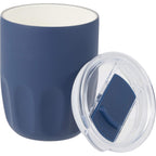 Olla Ceramic Lined Vacuum Coffee Cup, 10 oz Laser Engraving - Navy - Detail