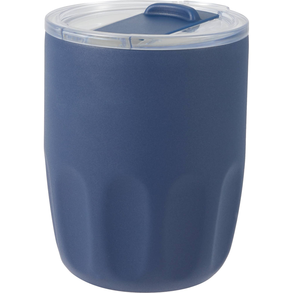 Olla Ceramic Lined Vacuum Coffee Cup, 10 oz Laser Engraving - Navy - Left Angle