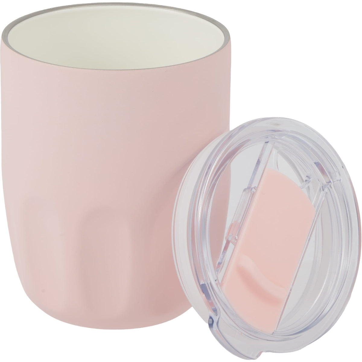 Olla Ceramic Lined Vacuum Coffee Cup, 10 oz Laser Engraving - Pink - Detail