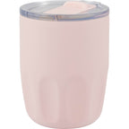 Olla Ceramic Lined Vacuum Coffee Cup, 10 oz Laser Engraving - Pink - Left Angle