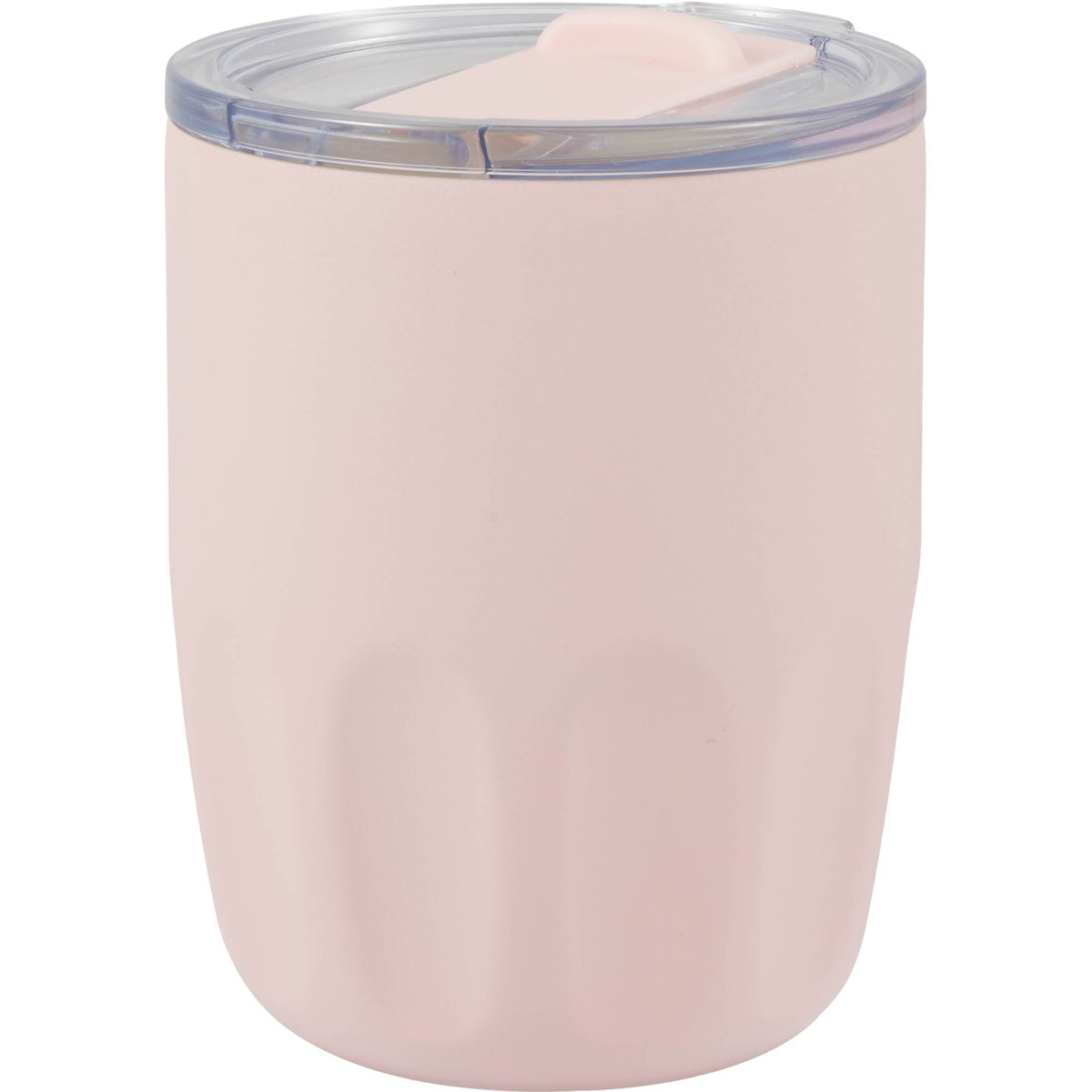 Olla Ceramic Lined Vacuum Coffee Cup, 10 oz Laser Engraving - Pink - Left Angle