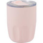 Olla Ceramic Lined Vacuum Coffee Cup, 10 oz Laser Engraving - Pink - Right Angle