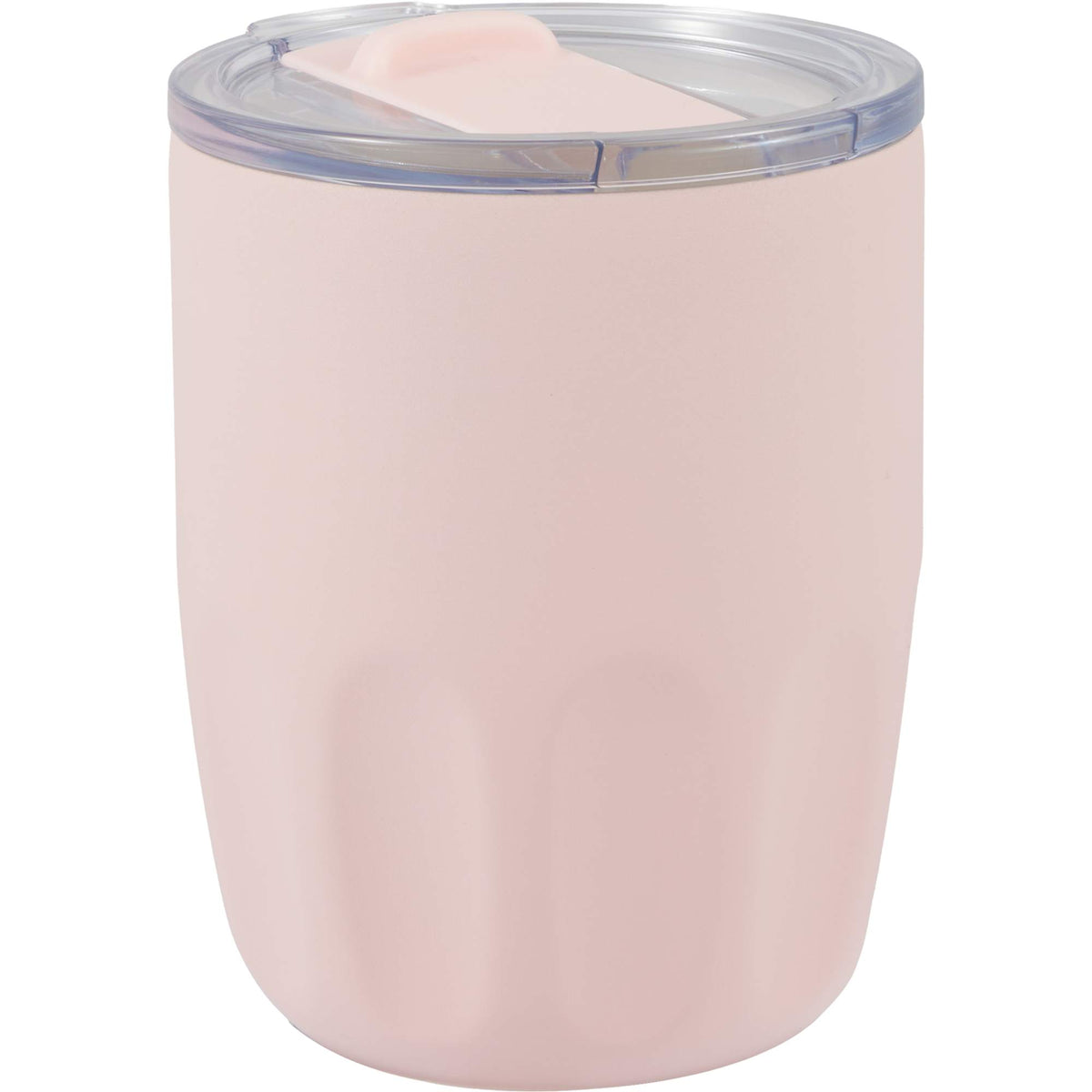 Olla Ceramic Lined Vacuum Coffee Cup, 10 oz Laser Engraving - Pink - Right Angle