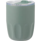 Olla Ceramic Lined Vacuum Coffee Cup, 10 oz Laser Engraving - Sage - Left Angle