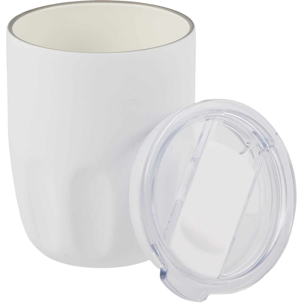 Olla Ceramic Lined Vacuum Coffee Cup, 10 oz Laser Engraving - White - Detail