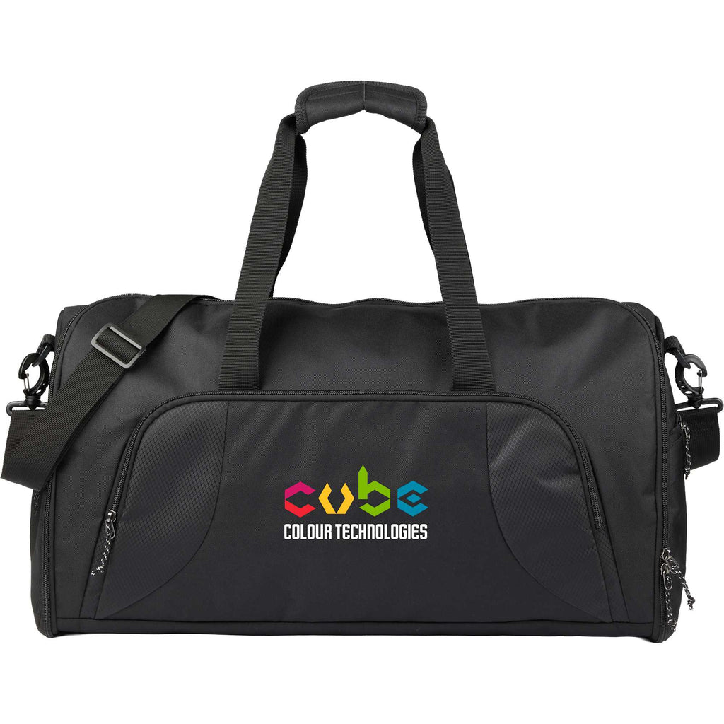 Olympus Garment Duffel Bag in Recycled Polyester Embroidery - Black - Front