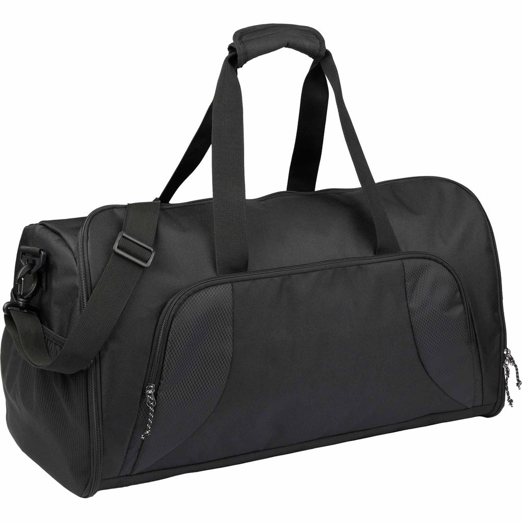 Olympus Garment Duffel Bag in Recycled Polyester Embroidery - Black - Right Angle